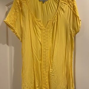 Valerie Stevens Yellow Lace Accent Blouse